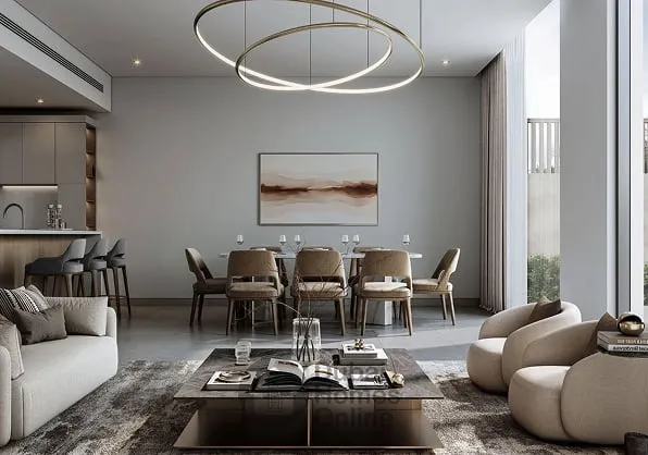Managed apartment living and dining area