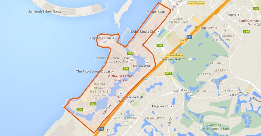 Map showing the Provident office in Al Sufouh, Dubai
